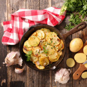 8. Aardappel gratin met kaas en rode ui