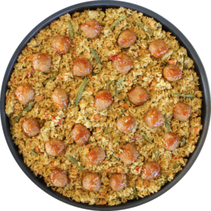 Party pan Nasi met Indische Balletjes